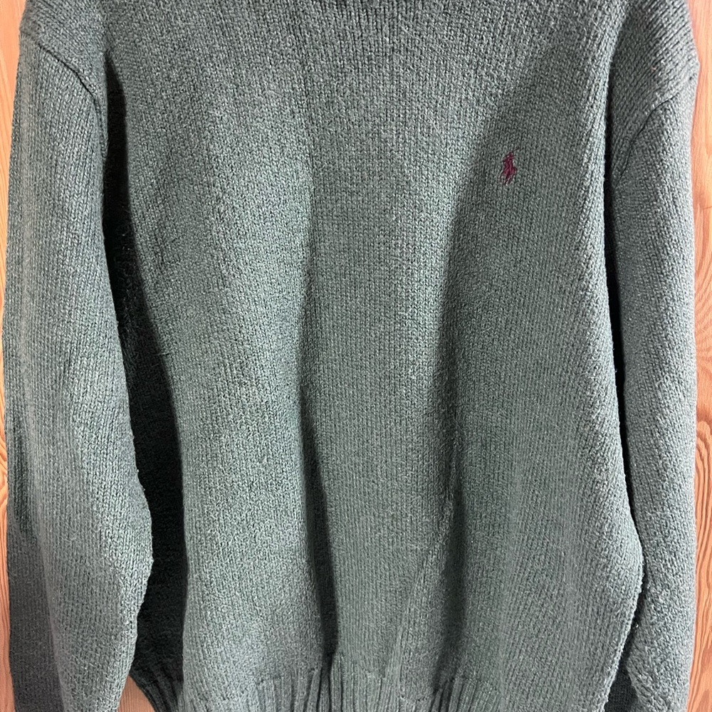 Polo by Ralph Lauren Men’s XL Green Sweater With Burgundy Pony Logo